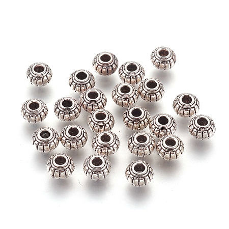 Honeyhandy Tibetan Style Alloy Beads, Rondelle, Antique Silver, Lead Free & Cadmium Free & Nickel Free, 6x4.5mm, Hole: 1.5mm