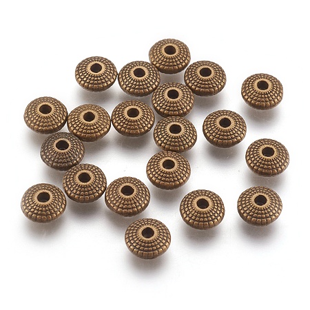 Honeyhandy Tibetan Spacer Beads, Antique Bronze, Lead Free & Nickel Free & Cadmium Free, 8mm in diameter, 4mm thick, hole: 1.5mm