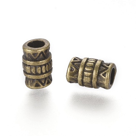 Honeyhandy Tibetan Style Alloy Beads, Lead Free & Cadmium Free & Nickel Free, Column, Antique Bronze, Size: about 5mm in diameter, 7mm long, Hole: 2.7mm