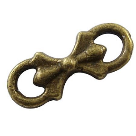 Honeyhandy Tibetan Style Bowknot Links connectors, Cadmium Free & Nickel Free & Lead Free, Antique Bronze, 16mm long, 6mm wide, 3.5mm thick hole: 2mm