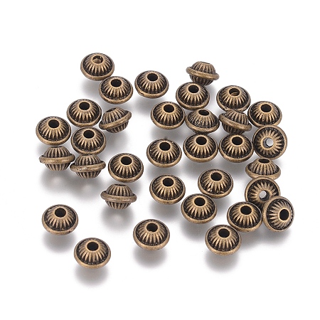 Honeyhandy Tibetan Style Alloy Spacer Beads, Bicone, Lead Free & Nickel Free & Cadmium Free, Antique Bronze, 7x5mm, Hole: 1.5mm