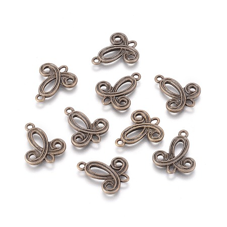 Honeyhandy Tibetan Style Alloy Links connectors, Cadmium Free & Nickel Free & Lead Free, Antique Bronze color, about 22mm long, 19mm wide, 2.5mm thick, hole: 2mm