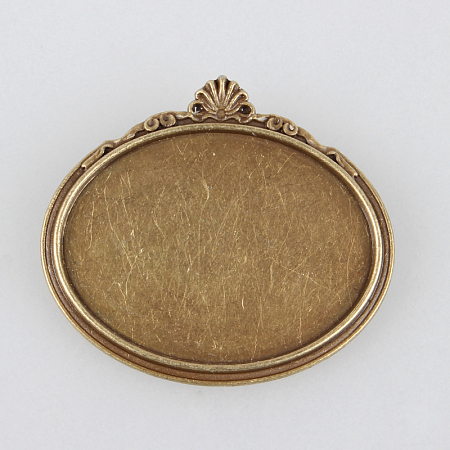 Honeyhandy Vintage Alloy Brooch Cabochon Bezel Settings, with Iron Pin Brooch Back Bar Findings, Oval, Cadmium Free & Nickel Free & Lead Free, Antique Bronze, Tray: 40x30mm, 40x45x2mm, Pin: 0.6mm