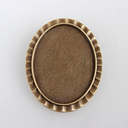 Honeyhandy Vintage Alloy Brooch Cabochon Bezel Settings, with Iron Pin Brooch Back Bar Findings, Oval, Cadmium Free & Nickel Free & Lead Free, Antique Bronze, Tray: 40x30mm, 48x38x2mm, Pin: 0.6mm