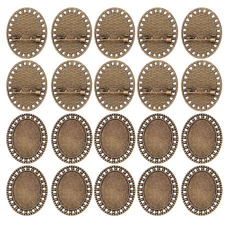 ARRICRAFT 10 Pcs Alloy Brooch Clasps Pin Disk Base Pad Bezel Blank Cabochon Trays Backs Bar 25x18mm for Badge, Corsage, Name Tags and Jewelry Craft Making Antique Bronze