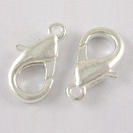 Honeyhandy Zinc Alloy Lobster Claw Clasps, Cadmium Free & Nickel Free & Lead Free, Silver Color Plated, 10x6mm, Hole: 1mm