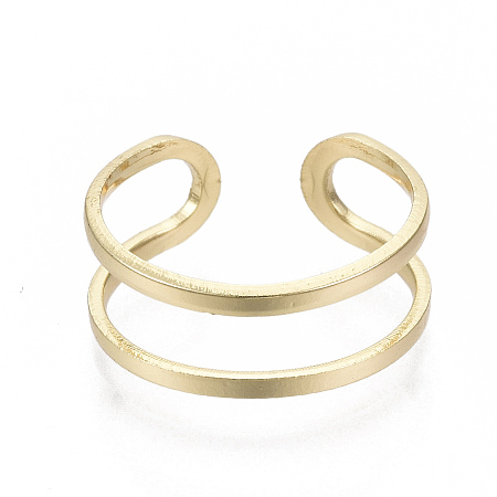 Honeyhandy Brass Cuff Finger Rings, Open Rings, Nickel Free, Real 18K Gold Plated, US Size 6(16.5mm)