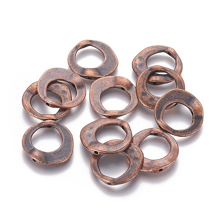 Honeyhandy Tibetan Style Irregular Ring Bead Frames, Lead Free & Cadmium Free & Nickel Free, Red Copper, 20.5x20.5x3mm, Hole: 12mm