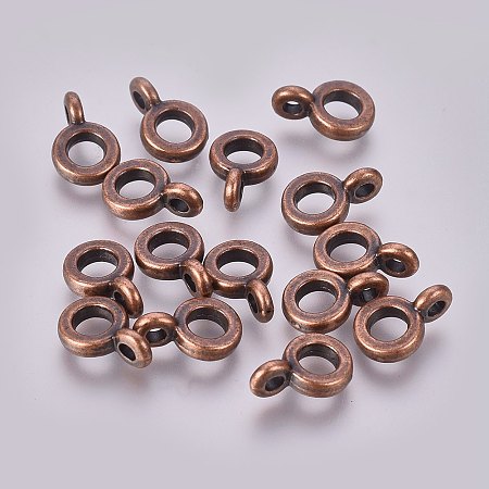 CHGCRAFT Tibetan Style Alloy Hangers, Bail Beads, Rondelle, Red Copper, Lead Free and Nickel Free, 6.5x2mm, Hole: 2mm, Inner Diameter: 3mm