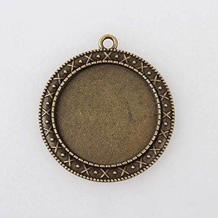 ARRICRAFT 10pcs Antique Bronze Round Vintage Tibetan Style Alloy Pendant Cabochon Bezel Settings Charm Blanks for Jewelry Making (30mm)