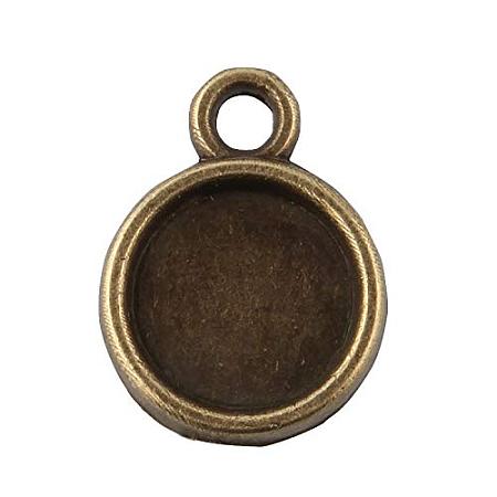 ARRICRAFT 50pcs Antique Bronze Flat Round Tibetan Style Alloy Pendant Cabochon Bezel Settings Charm Blanks for Jewelry Making (8mm)