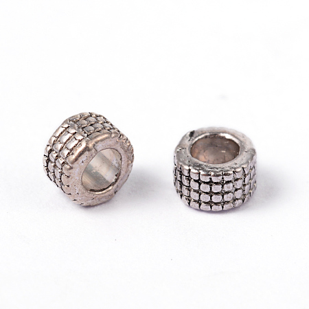 Honeyhandy Tibetan Silver Spacer Beads, Lead Free & Nickel Free & Cadmium Free, Column, Antique Silver, about 5mm in diameter, 3mm long, hole: 3mm, about 100pcs/20g