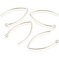 UNICRAFTALE 20pcs Vacuum Plating Stainless Steel Earring Hooks 0.8mm Pin Ear Wire Findings with Loop Golden Earrings Hooks for Dangle Earrings Jewelry Making 38.5x24.5x0.8mm, Hole 2.3mm