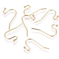 UNICRAFTALE 50pcs 0.6mm Pin Stainless Steel Earring Hooks Golden Ear Wire with Loop Earrings Hooks for Women Earrings Jewelry Making 20x12x1.8mm