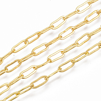 ARRICRAFT Brass Paperclip Chains, Flat Oval, Drawn Elongated Cable Chains, Soldered, Long-Lasting Plated, with Spool, Cadmium Free & Nickel Free & Lead Free, Golden, 9x3.5x0.7mm, about 6.56 Feet(2m)/roll