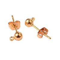 NBEADS 20 Sets Brass Golden Color Earrings Posts with Butterfly Earring Backs for Earring Making Findings