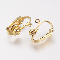 Honeyhandy Brass Clip-on Earring Findings, Golden, 17x14x7mm, Hole: 1mm