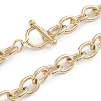Honeyhandy 304 Stainless Steel Cable Chains Necklaces, with Toggle Clasps, Golden, 18.11 inch(46cm)