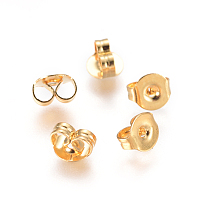 Honeyhandy 304 Stainless Steel Ear Nuts, Earring Backs, Golden, 4.5x5x3mm, Hole: 1mm