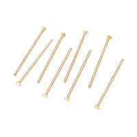 Honeyhandy 304 Stainless Steel Flat Head Pins, Real 24K Gold Plated, 23 Gauge, 15.3x0.6mm, Head: 1.4mm