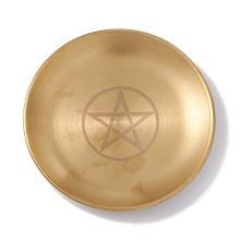 Honeyhandy 201 Stainless Steel Candle Holder, Tarot Theme Tealight Tray, Home Tabletop Centerpiece Decoration, Flat Round, Star Pattern, 14.1x1.1cm, Inner Diameter: 13.5cm