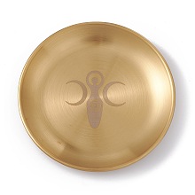 Honeyhandy 201 Stainless Steel Candle Holder, Tarot Theme Tealight Tray, Home Tabletop Centerpiece Decoration, Flat Round, Goddess Pattern, 14.1x1.1cm, Inner Diameter: 13.5cm