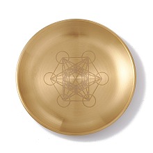 Honeyhandy 201 Stainless Steel Candle Holder, Tarot Theme Tealight Tray, Home Tabletop Centerpiece Decoration, Flat Round, Geometric Pattern, 14.1x1.1cm, Inner Diameter: 13.5cm