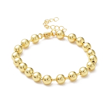 Honeyhandy Rack Plating Brass Ball Chain Bracelets for Women, Long-Lasting Plated, Lead Free & Cadmium Free, Real 18K Gold Plated, 7 inch(17.7cm), Bead: 6mm