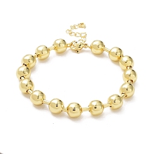 Honeyhandy Rack Plating Brass Ball Chain Bracelets for Women, Long-Lasting Plated, Lead Free & Cadmium Free, Real 18K Gold Plated, 7-1/4 inch(18.4cm), Bead: 8mm