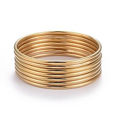 ARRICRAFT Fashion 304 Stainless Steel Bangle Sets, Golden, 2-3/8 inches(6cm), 7pcs/set