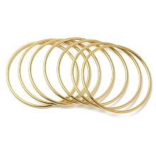 7Pcs 304 Stainless Steel Thin Plain Bangle Sets, Golden, Inner Diameter: 2-7/8 inch(7.2cm)