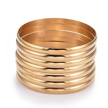 Honeyhandy Fashion 304 Stainless Steel Buddhist Bangle Sets, Golden, 2-3/8 inch(6cm), 7pcs/set