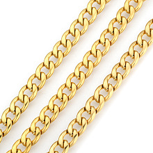 Honeyhandy 304 Stainless Steel Cuban Link Chains, Chunky Curb Chains, Unwelded, with Spool, Golden, 10x7mm, about 32.8 Feet(10m)/roll