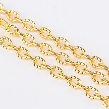 Honeyhandy Iron Textured Cable Chains, Unwelded, with Spool, Oval, Golden, 4x3x1mm, about 328.08 Feet(100m)/roll