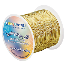 Fingerinspire Round Copper Jewelry Wire, with Spool, Golden, 24 Gauge, 0.5mm, about 196.85 Feet(60m)/Bag