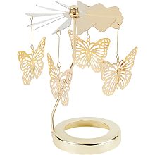 GLOBLELAND Stainless Steel Rotating Candlestick Tealight Candle Holder Gold Carousel Candlestick for Witch Altar Decoration Spinning Candle Topper for Weddings（Butterfly, Gold）