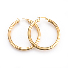 Honeyhandy 201 Stainless Steel Big Hoop Earrings, with 304 Stainless Steel Pin, Hypoallergenic Earrings, Ring Shape, Golden, 52x50x5mm, 4 Gauge, Pin: 1mm