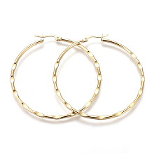 ARRICRAFT 201 Stainless Steel Big Hoop Earrings, Hypoallergenic Earrings, Dapped Ring Shape, Golden, 12 Gauge, 55.5x2mm, Pin: 0.7mm