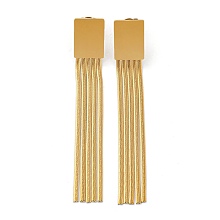 Honeyhandy PVD Vacuum Plating Golden 304 Stainless Steel Dangle Stud Earrings, Chains Tassel Earrings, Rectangle, 62x9.5mm