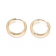 Honeyhandy Ion Plating(IP) 304 Stainless Steel Huggie Hoop Earrings, Hypoallergenic Earrings, with 316 Surgical Stainless Steel Pin, Golden, 12 Gauge, 19x2mm, Pin: 1mm