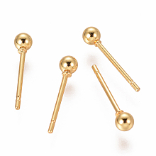 Honeyhandy 304 Stainless Steel Ball Stud Earrings, Hypoallergenic Earrings, Golden, 14x3mm, Pin: 0.8mm