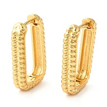 Honeyhandy Brass Hoop Earrings, Long-Lasting Plated, Rectangle, Real 18K Gold Plated, 20x12.5x3.5mm, Pin: 1mm