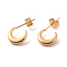 Honeyhandy Vacuum Plating 304 Stainless Steel Crescent Moon Stud Earrings for Women, Golden, 18.5x10x2mm, Pin: 0.8mm