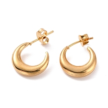 Honeyhandy PVD Vacuum Plating 304 Stainless Steel Crescent Moon Stud Earrings for Women, Golden, 22x14x3mm, Pin: 0.8mm