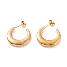 Honeyhandy Vacuum Plating 304 Stainless Steel Crescent Moon Stud Earrings for Women, Golden, 27.5x21x4mm, Pin: 0.8mm