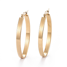 Honeyhandy 304 Stainless Steel Hoop Earrings, Hypoallergenic Earrings, Golden, 42.5x26.5x4mm, Pin: 0.7x1mm