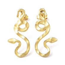 Honeyhandy 304 Stainless Steel Stud Earring, Garden Reptile Serpentine Snake Earring for Women, Real 18K Gold Plated, 29.5x13mm