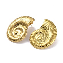 Honeyhandy 304 Stainless Steel Stud Earrings, Shell, Golden, 30x23mm