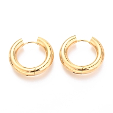 Honeyhandy 202 Stainless Steel Huggie Hoop Earrings, Hypoallergenic Earrings, with 316 Surgical Stainless Steel Pin, Ring, Golden, 4 Gauge, 29x30x5mm, Pin: 1mm