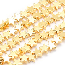 Honeyhandy Electroplate Non-magnetic Synthetic Hematite Beads Strands, Grade AA, Long-Lasting Plated, Star, Golden Plated, 8x8x2.5mm, Hole: 1mm, about 65pcs/strand, 15.7 inch(40cm)